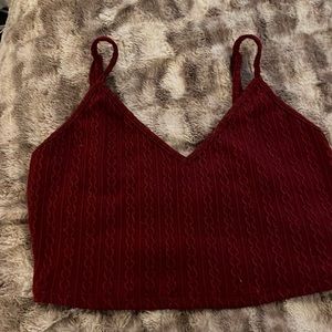 Cropped burgundy spaghetti strap